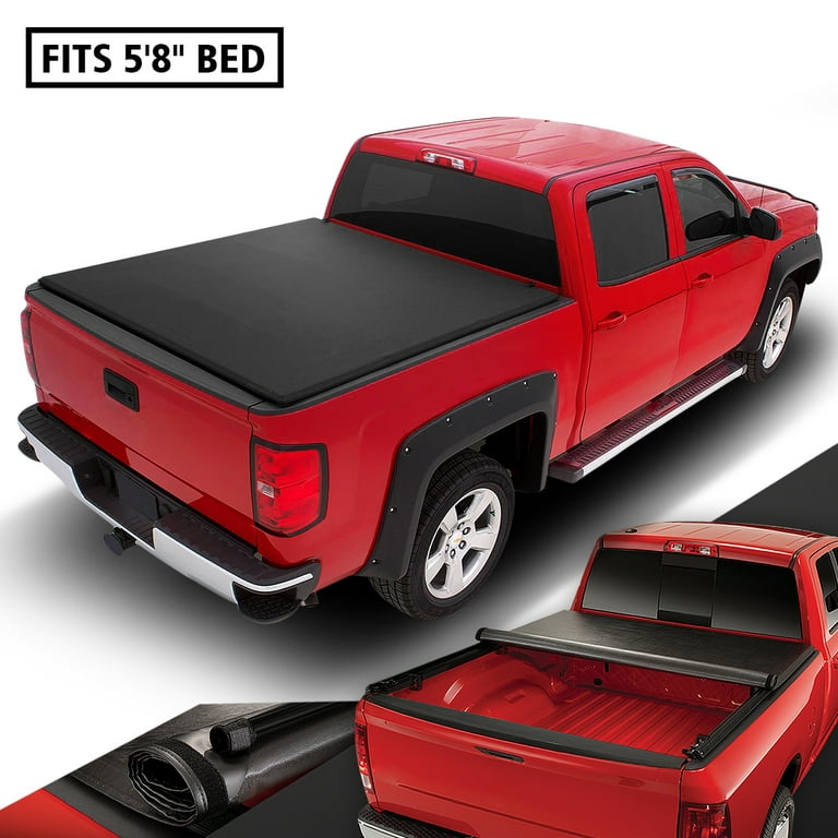 For 04-07 Chevy Silverado 5.8 Ft 68" Short Bed Lock & Roll Up Soft Tonneau Cover